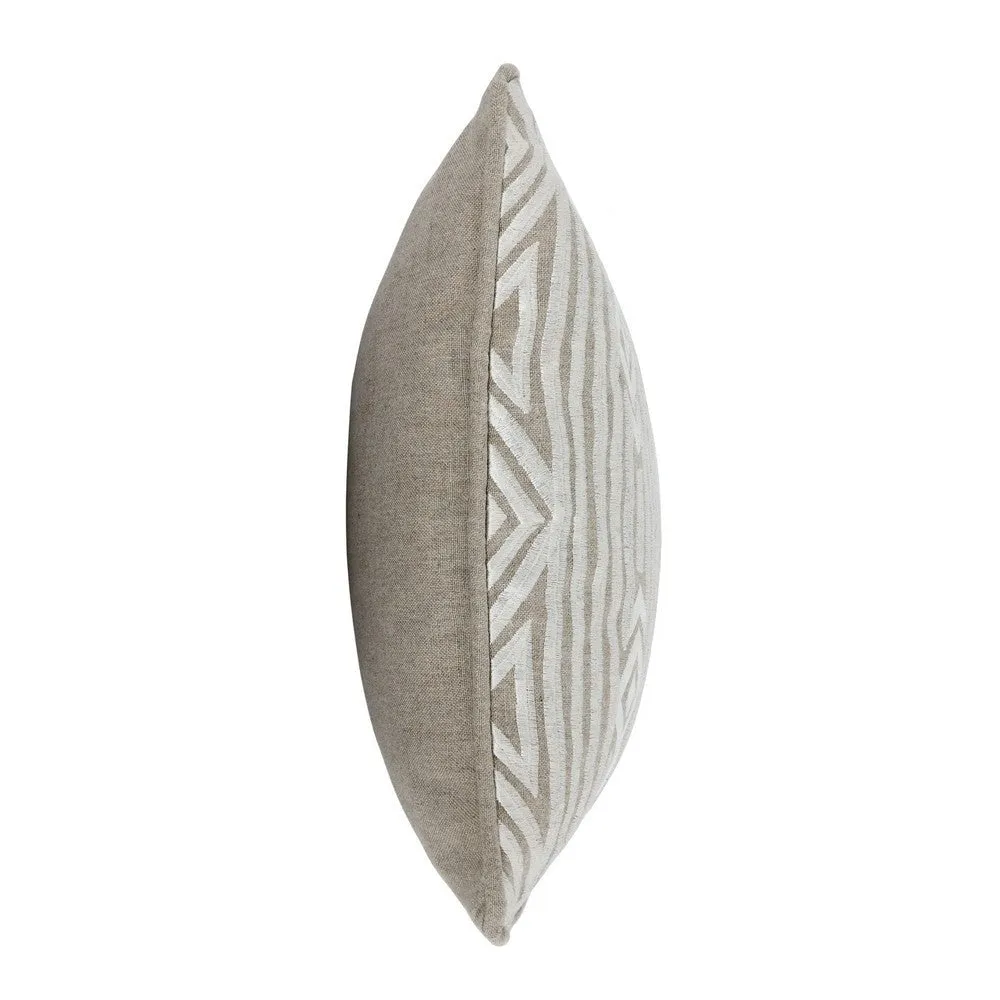 12 x 16 Square Linen Accent Throw Pillow, Tribal Accent, Piped Edges, Ivory By Casagear Home