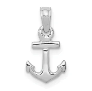 14k White Gold Polished Solid Small Anchor Pendant