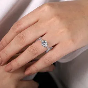 14K White Gold Round Diamond Engagement Ring-Reed