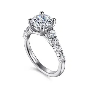 14K White Gold Round Diamond Engagement Ring-Reed