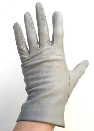 1960s Vintage Dove Grey Leather Gloves • Wrist Length Gloves • Size 7