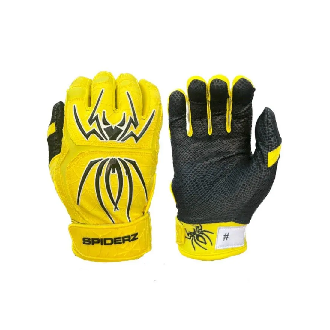 2024 Spiderz ENDITE Batting Gloves: Yellow / Black / White