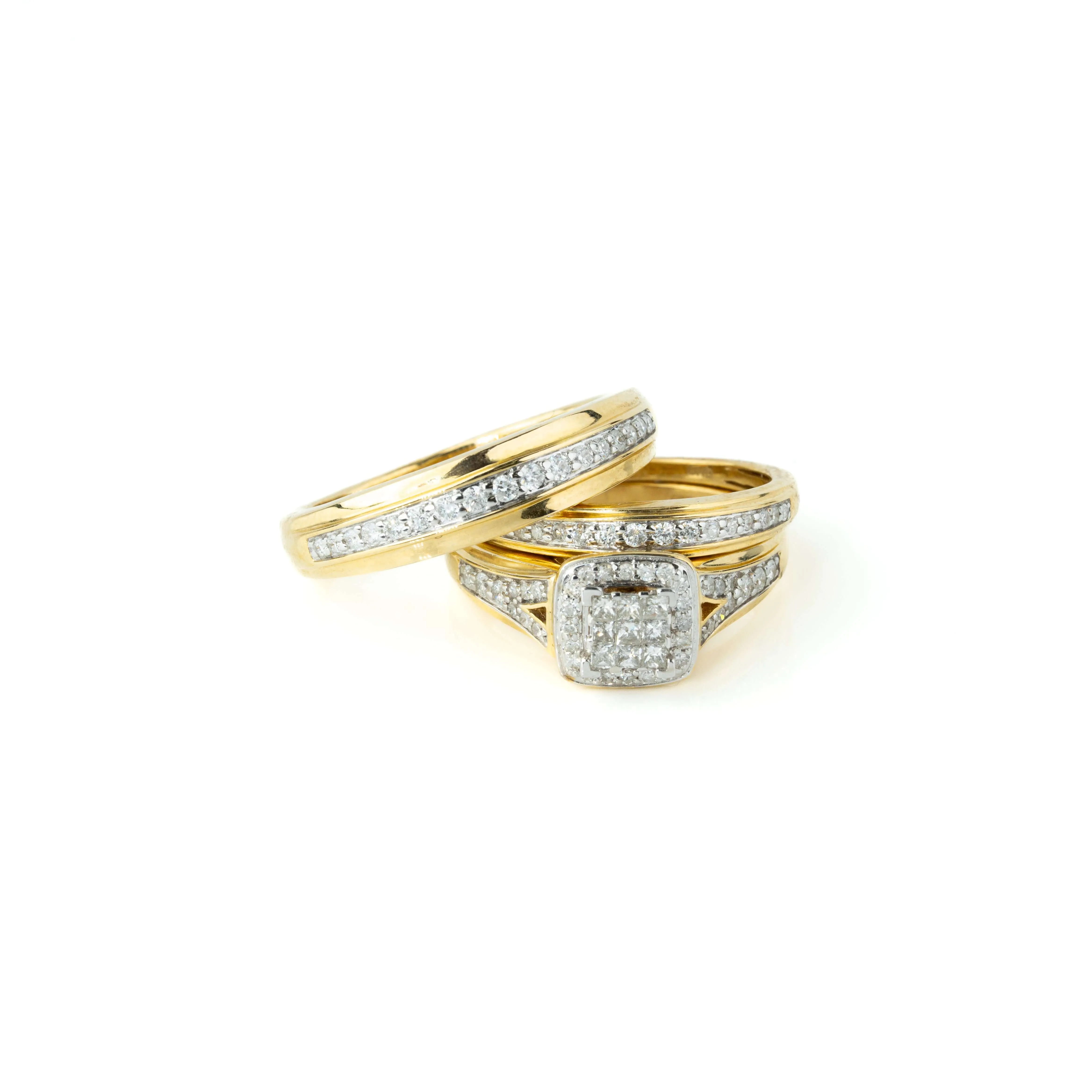 3/4 CTW 10k Yellow Gold Wedding Trio Set