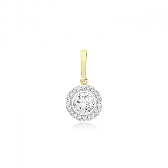 9ct Yellow Gold Round Zirconia Pendant PN1014