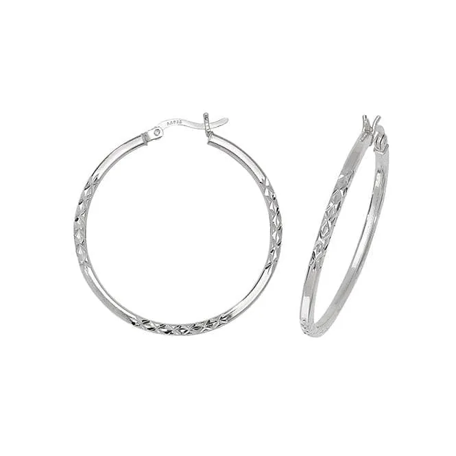 Acotis Silver Hoop Earrings Dia Cut G5726