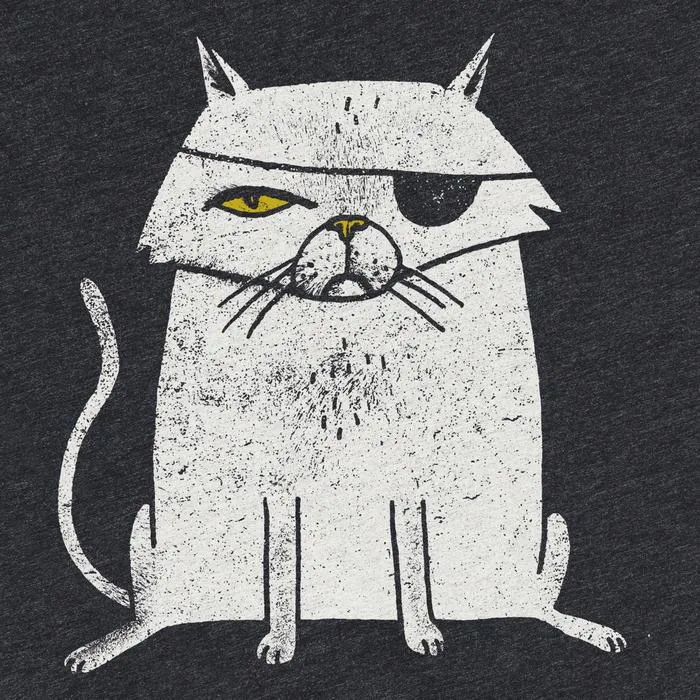 Adult Crew Neck - Evil Cat Charcoal Gray Tee (XS - 2XL) by Factory 43