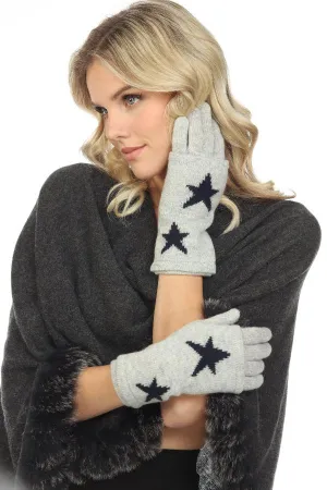 Alashan Ash Grey Cashmere Double Star Intarsia 3-in-1 Glove L4027