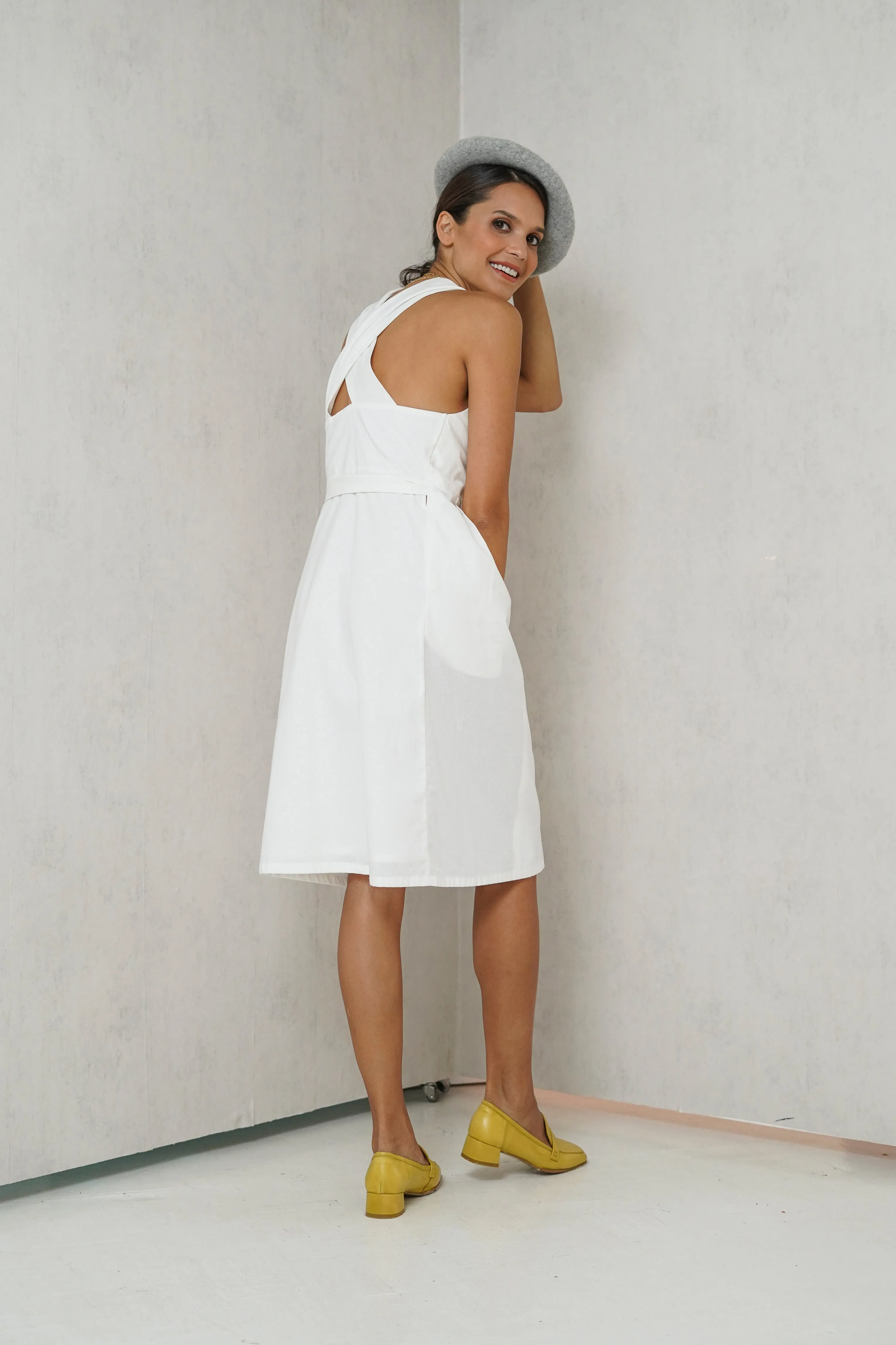 Avery Overlap Nursing Dress     (Eggshell)