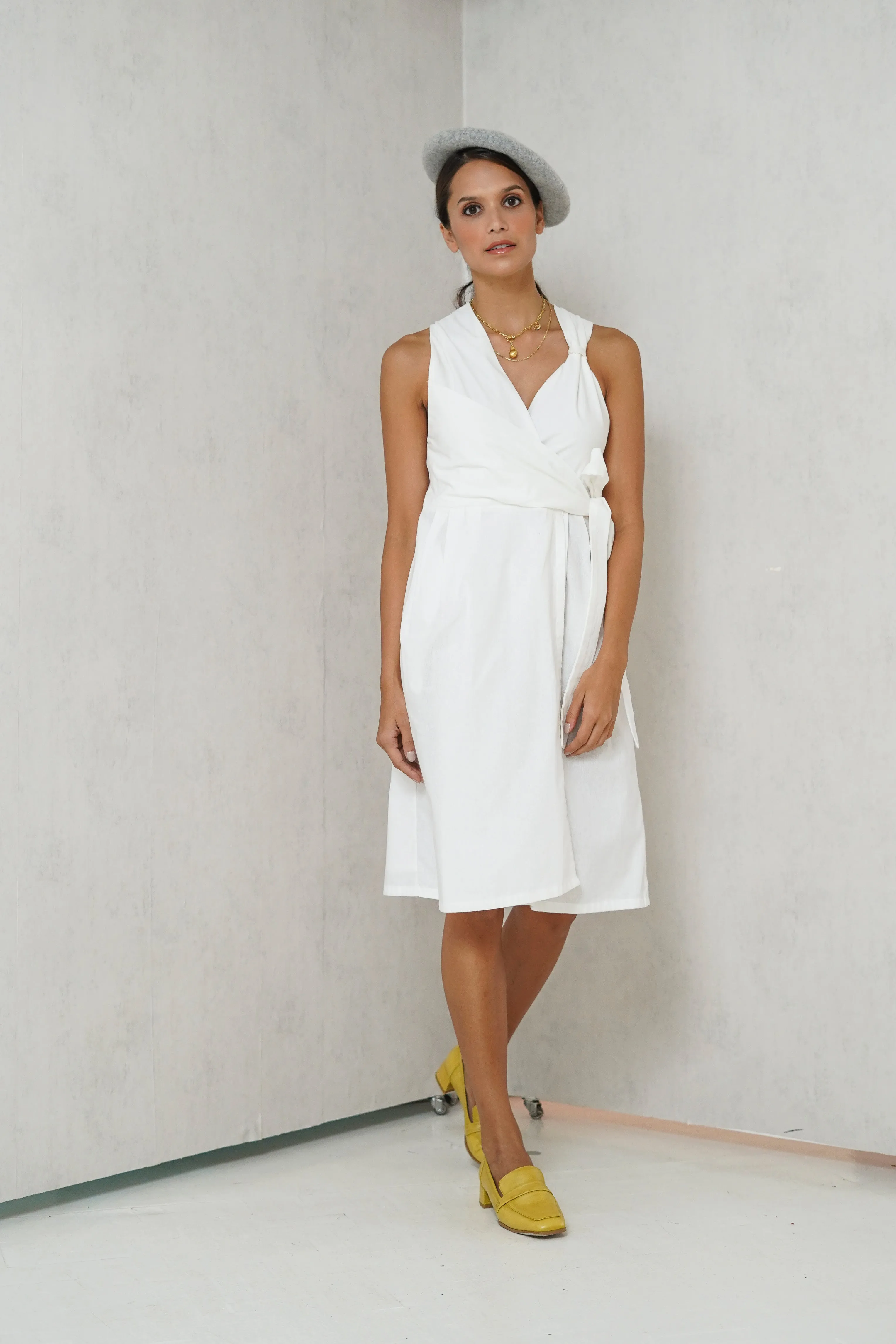 Avery Overlap Nursing Dress     (Eggshell)