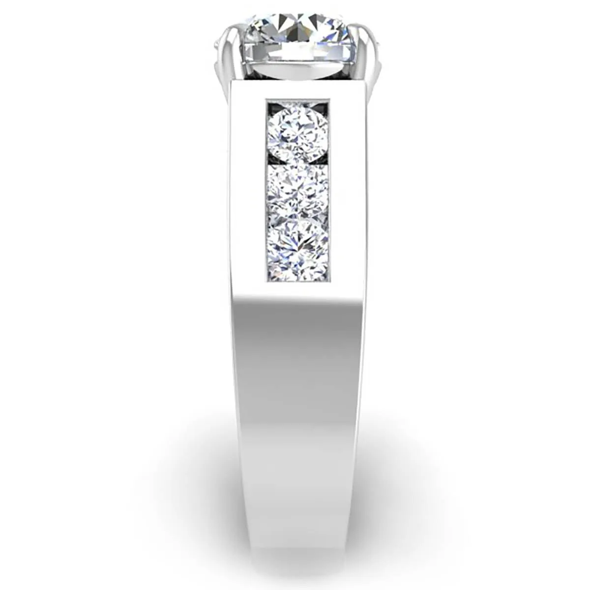 Ben Garelick Janus Round Cut Channel Set Wide Diamond Engagement Ring