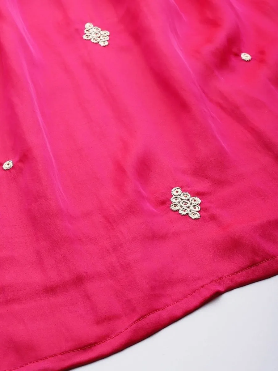 breathtaking pink silk blend embroidered kurta set