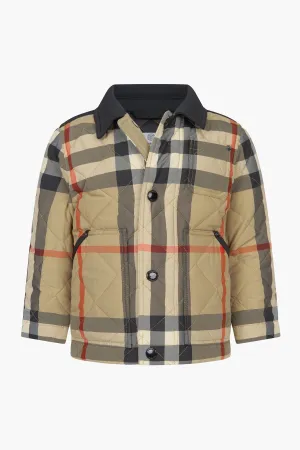 Burberry Baby Boys Mini Renfred Check Quilted Jacket In Beige