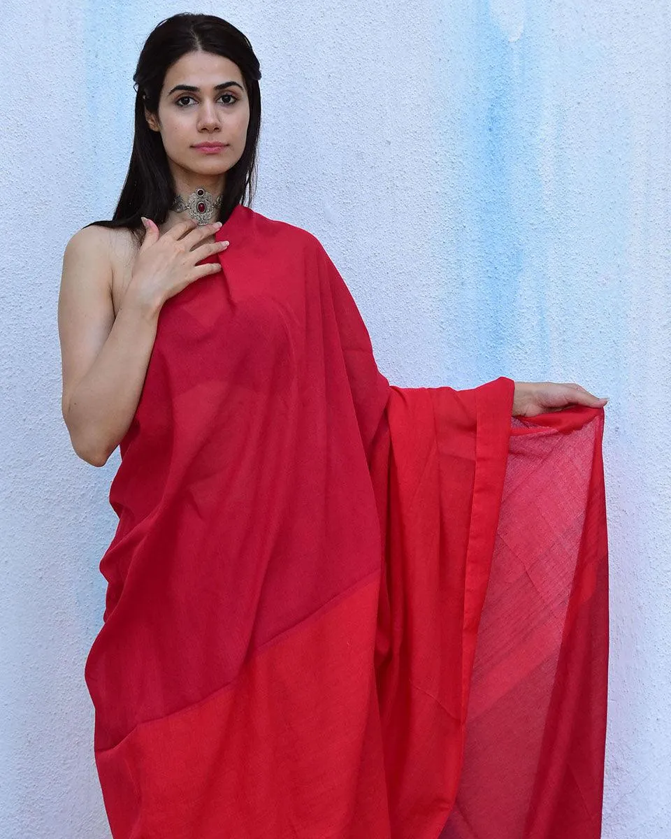 Carnation Handwoven Cotton Saree-Leela