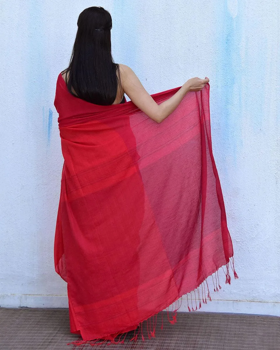 Carnation Handwoven Cotton Saree-Leela