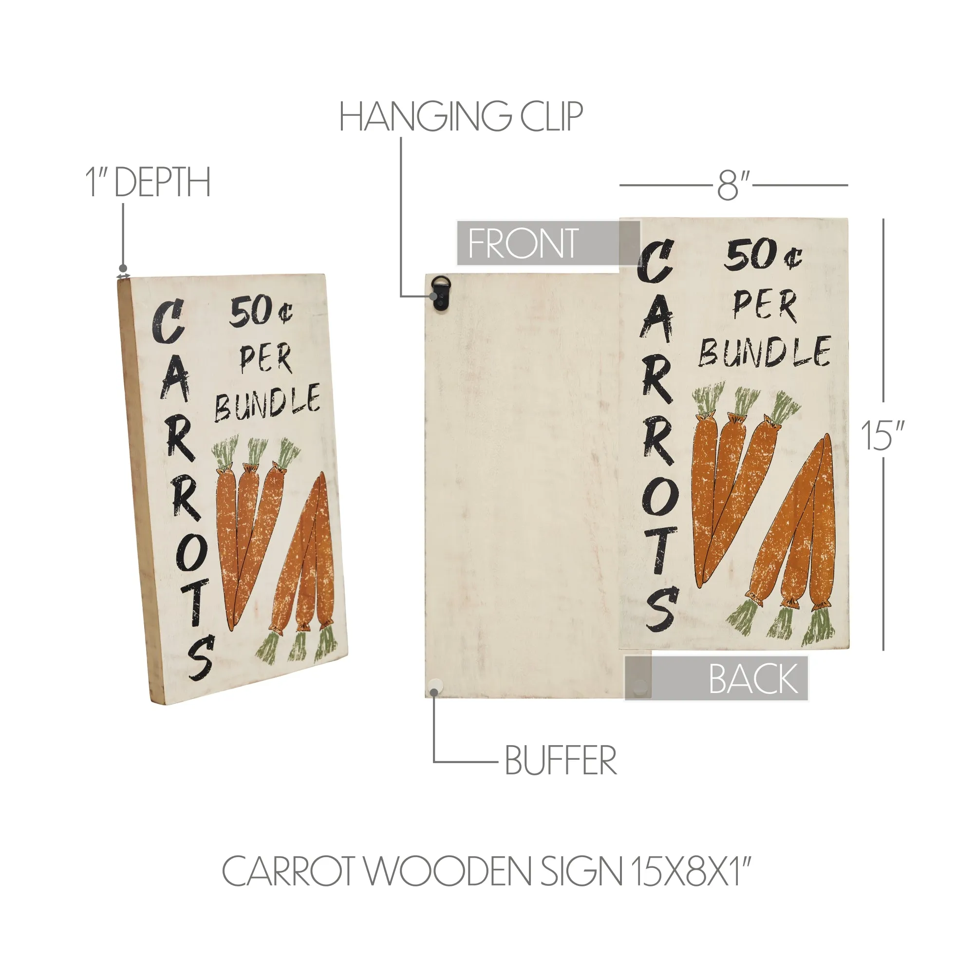 Carrot Wooden Sign 15x8