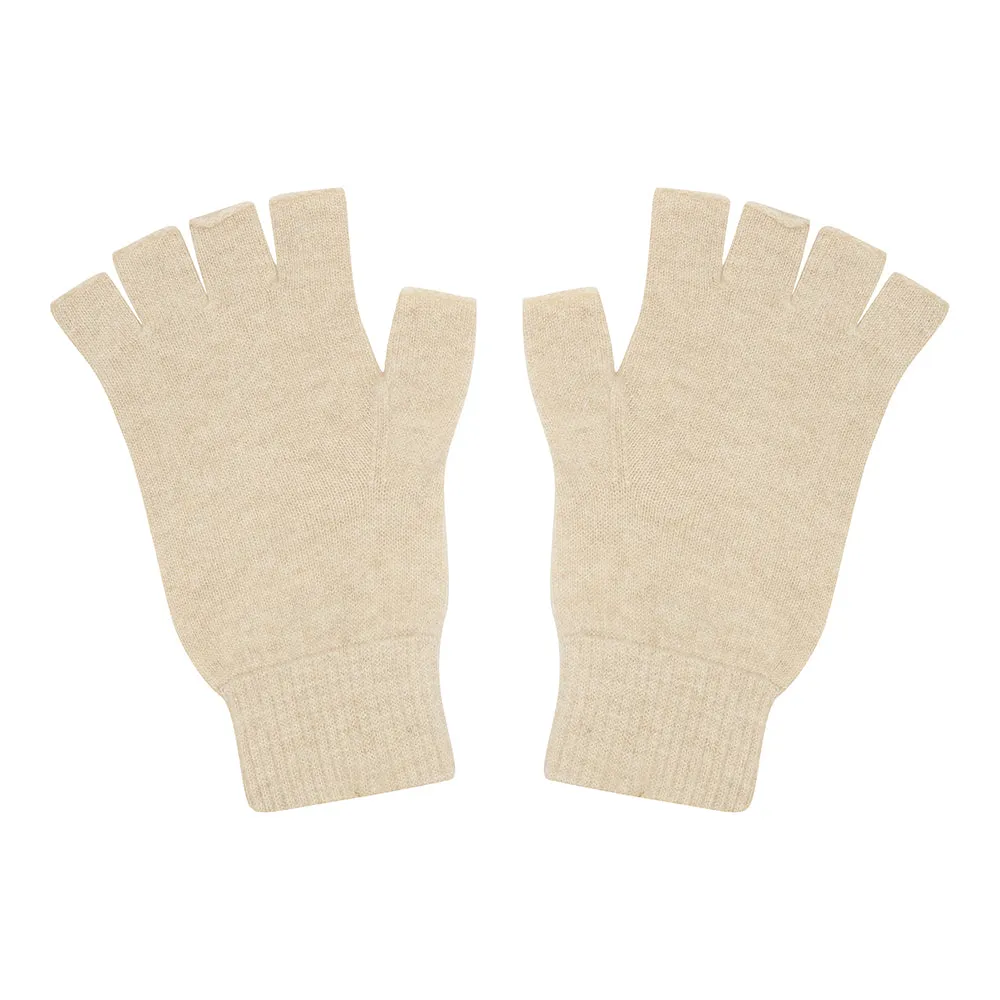 Cashmere Fingerless Gloves in Oatmeal