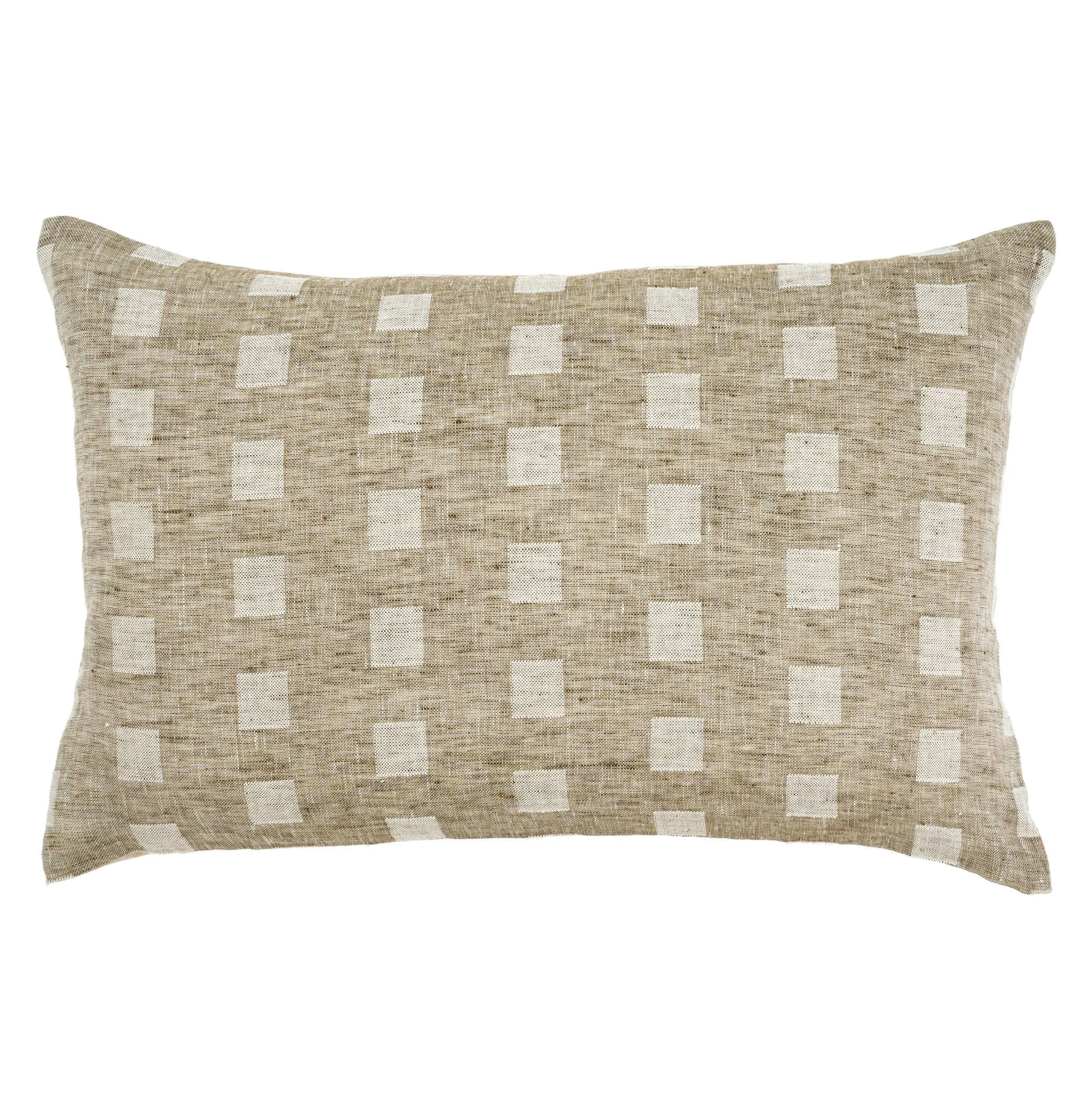 Check Linen Pillow Natural 16x24