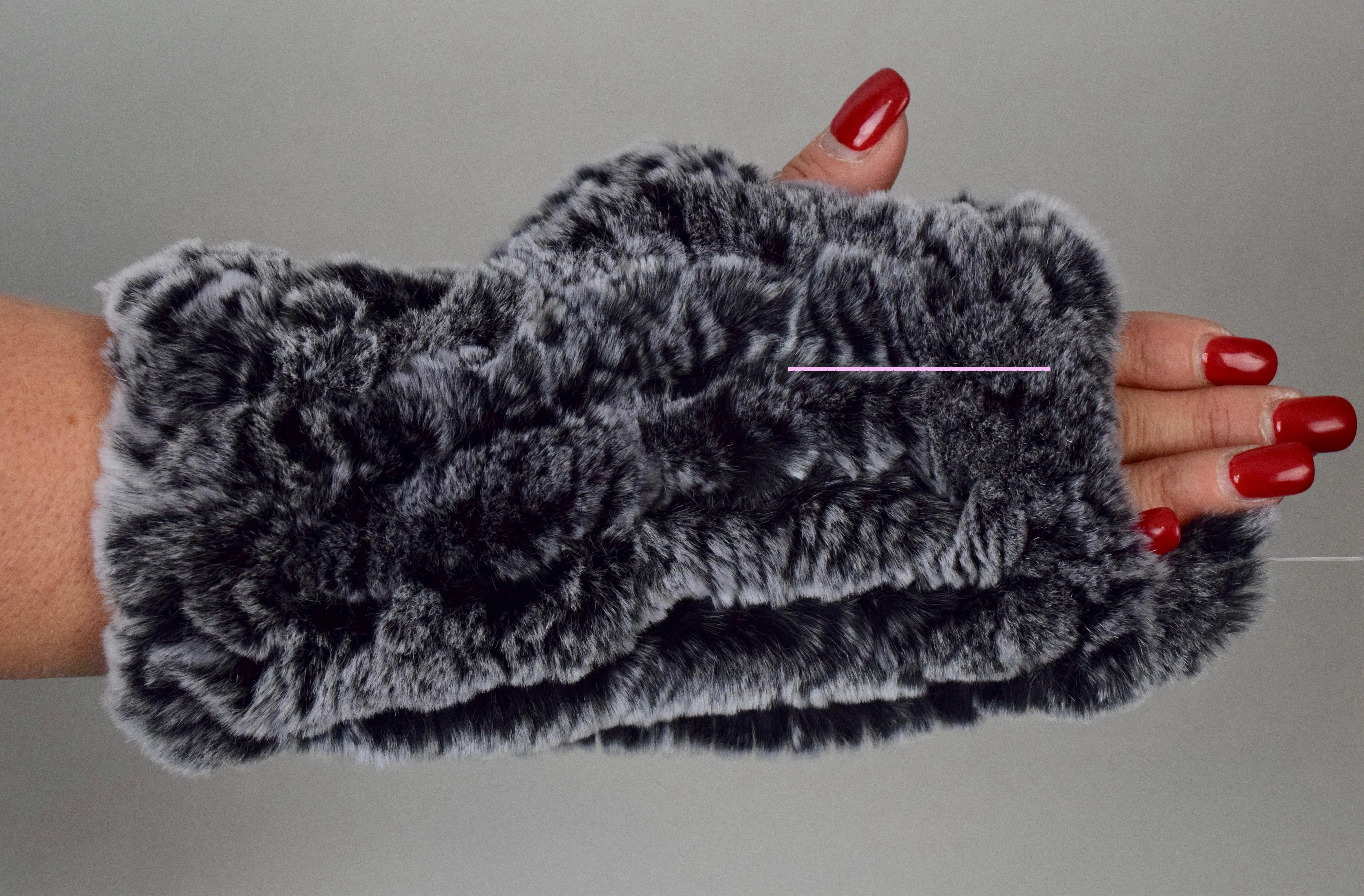 Chinchilla Rex Fur Fingerless Gloves