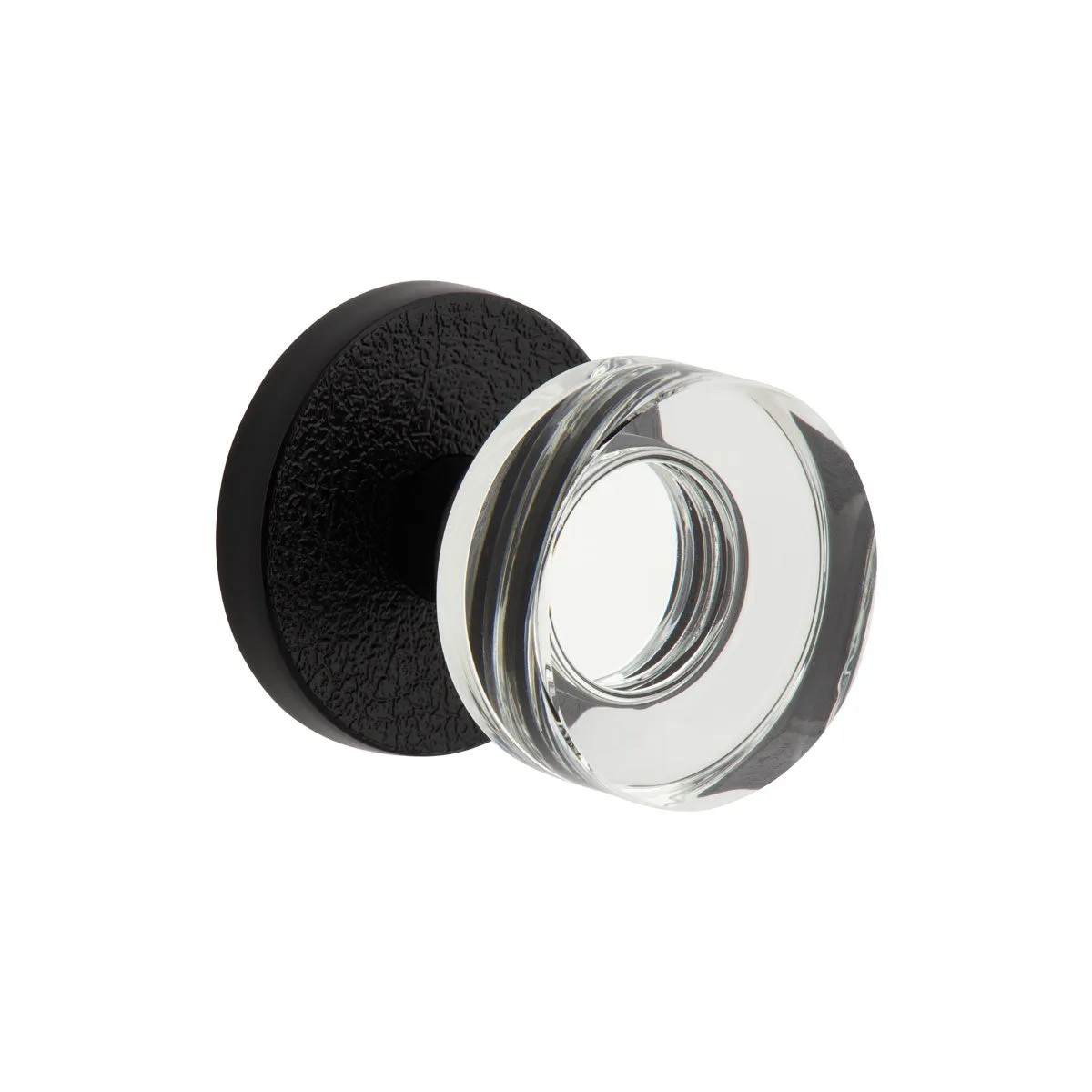 Circolo Leather Rosette with Circolo Crystal Knob in Satin Black