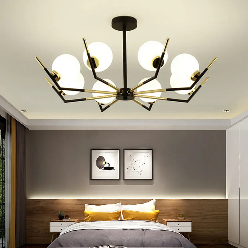 Contemporary Iron Claw-Shaped Chandelier - 6/8/10 Lights, White Glass Shade