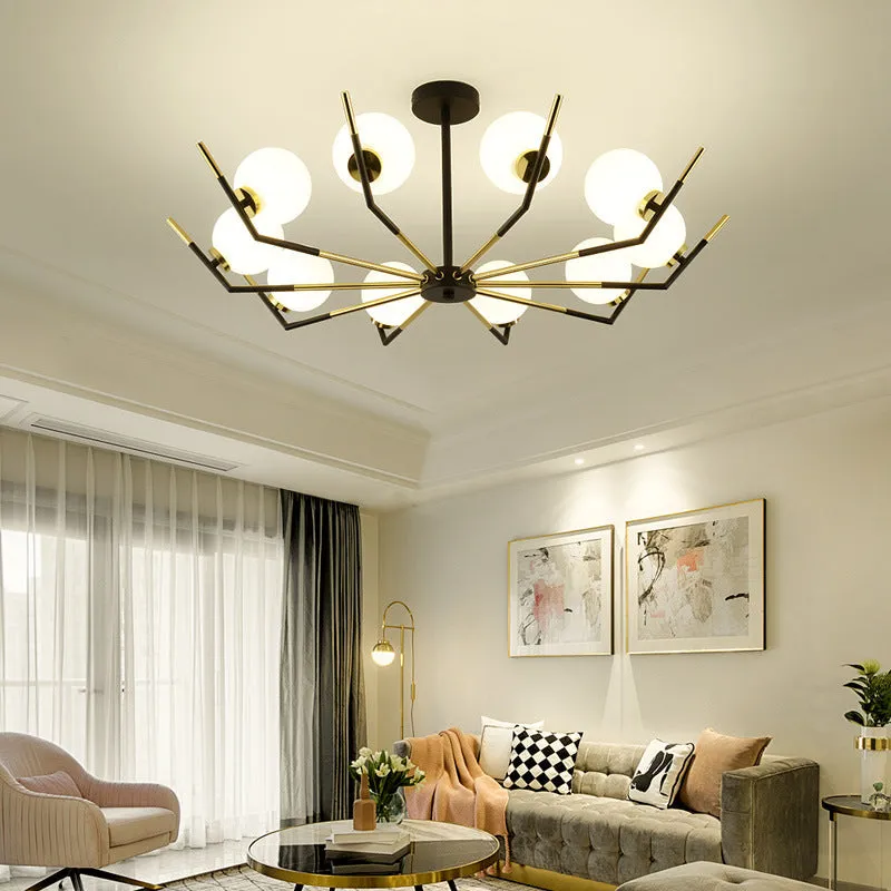 Contemporary Iron Claw-Shaped Chandelier - 6/8/10 Lights, White Glass Shade