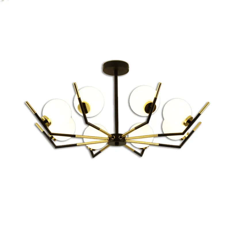 Contemporary Iron Claw-Shaped Chandelier - 6/8/10 Lights, White Glass Shade