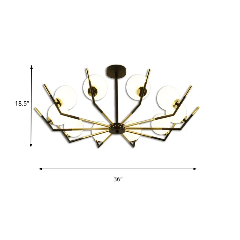 Contemporary Iron Claw-Shaped Chandelier - 6/8/10 Lights, White Glass Shade