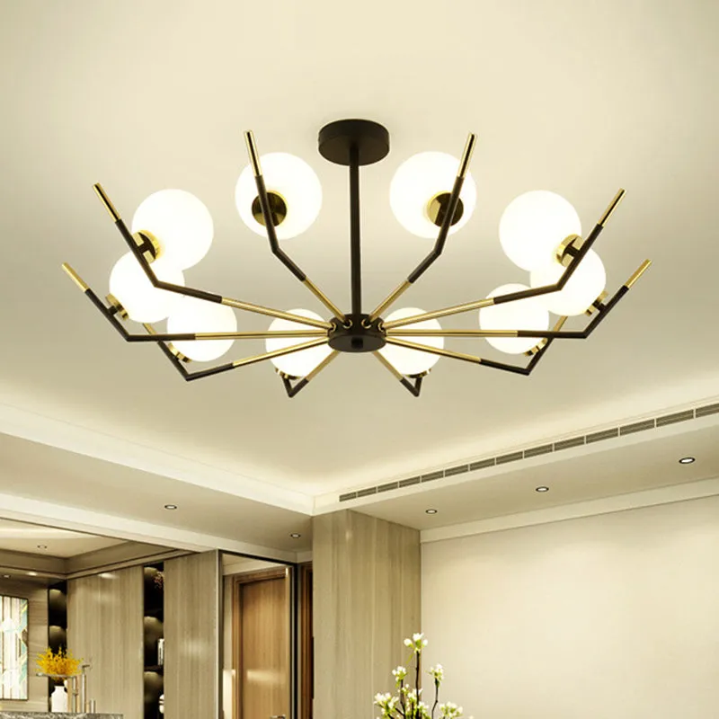 Contemporary Iron Claw-Shaped Chandelier - 6/8/10 Lights, White Glass Shade