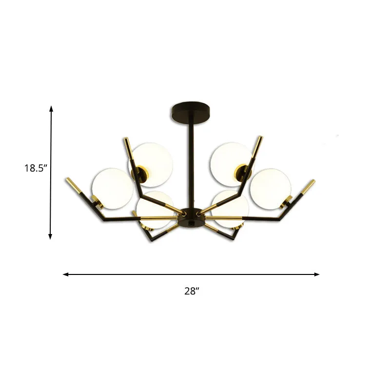 Contemporary Iron Claw-Shaped Chandelier - 6/8/10 Lights, White Glass Shade