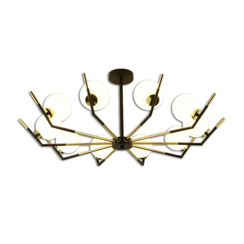 Contemporary Iron Claw-Shaped Chandelier - 6/8/10 Lights, White Glass Shade