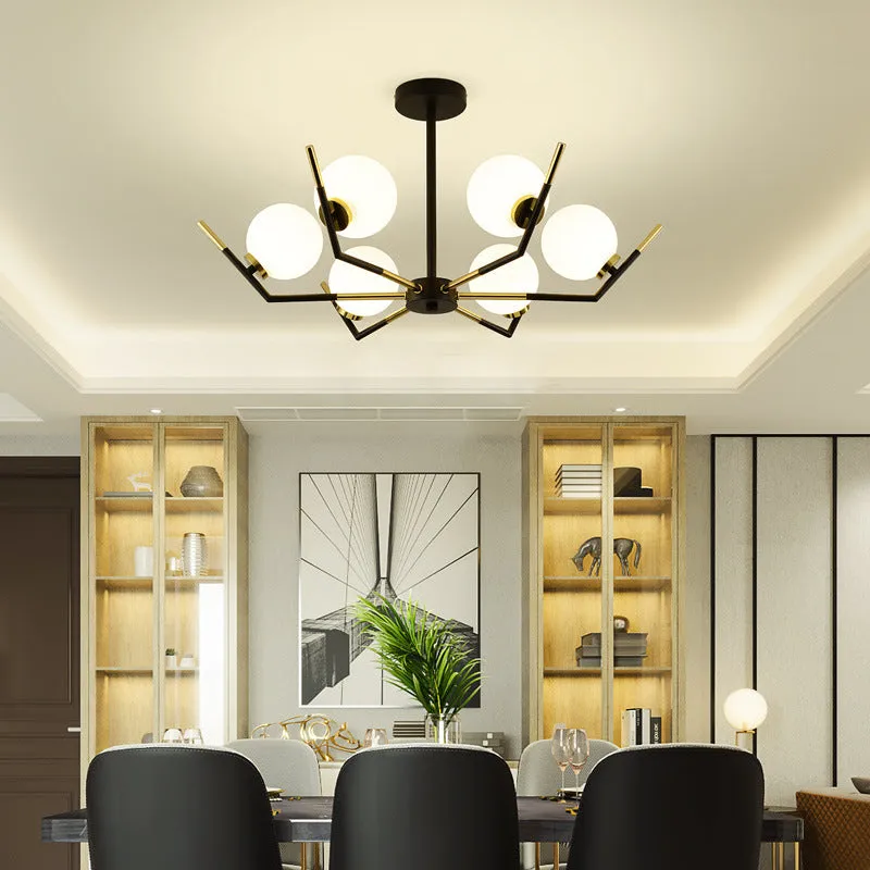 Contemporary Iron Claw-Shaped Chandelier - 6/8/10 Lights, White Glass Shade