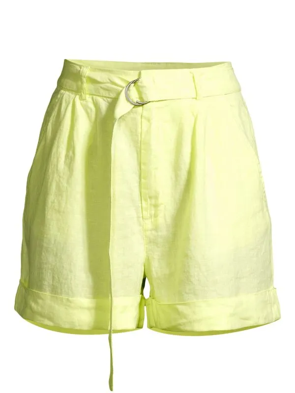 Dixon Joie Shadow lime high waisted linen shorts