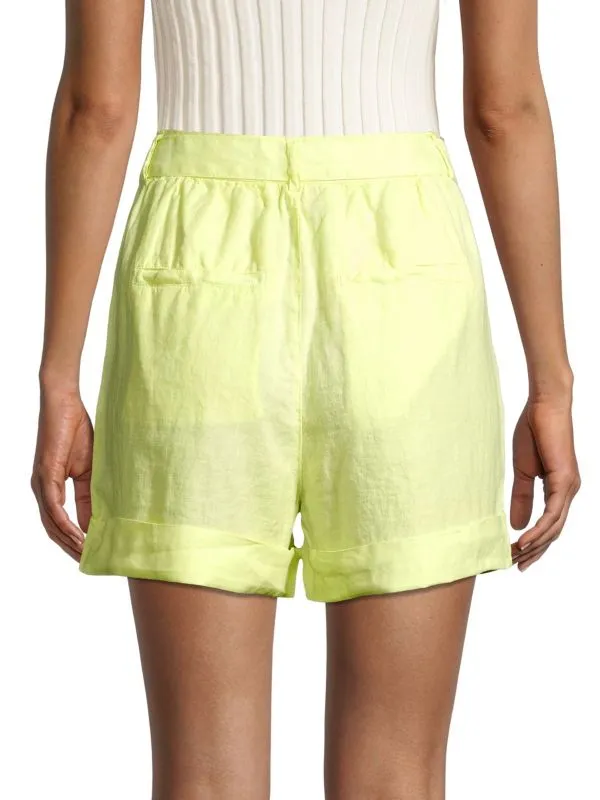 Dixon Joie Shadow lime high waisted linen shorts