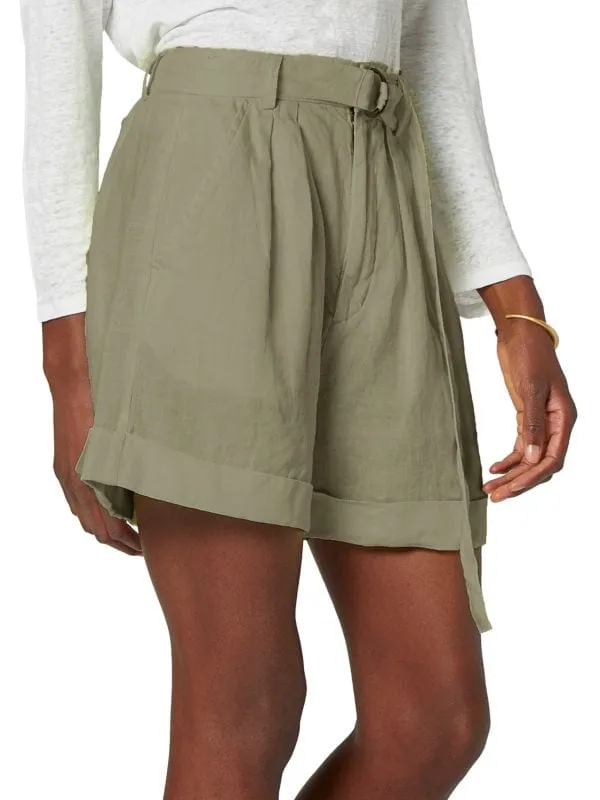 Dixon Joie Shadow lime high waisted linen shorts