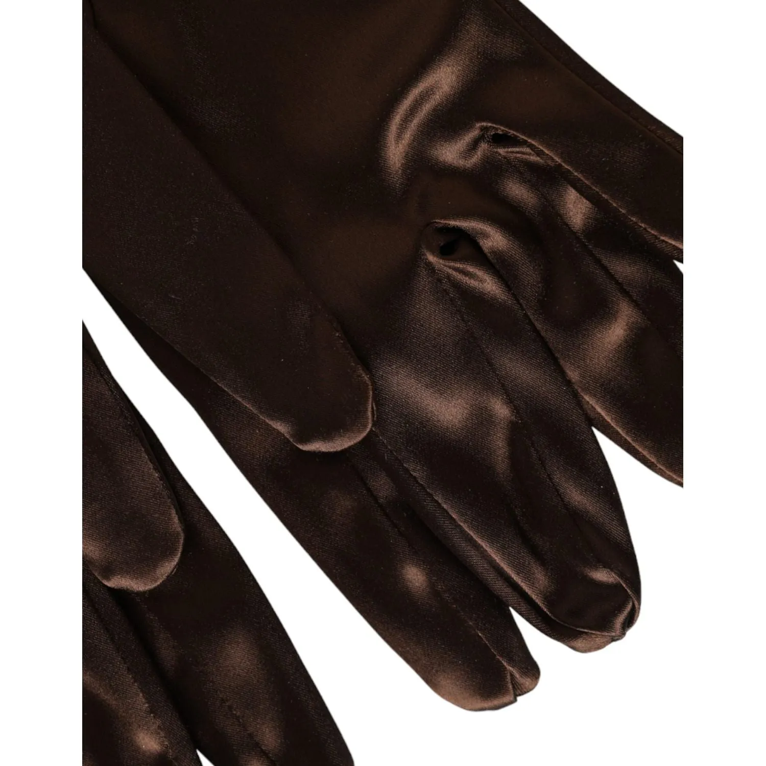 Dolce & Gabbana Brown Acetate Satin Elbow Length Gloves