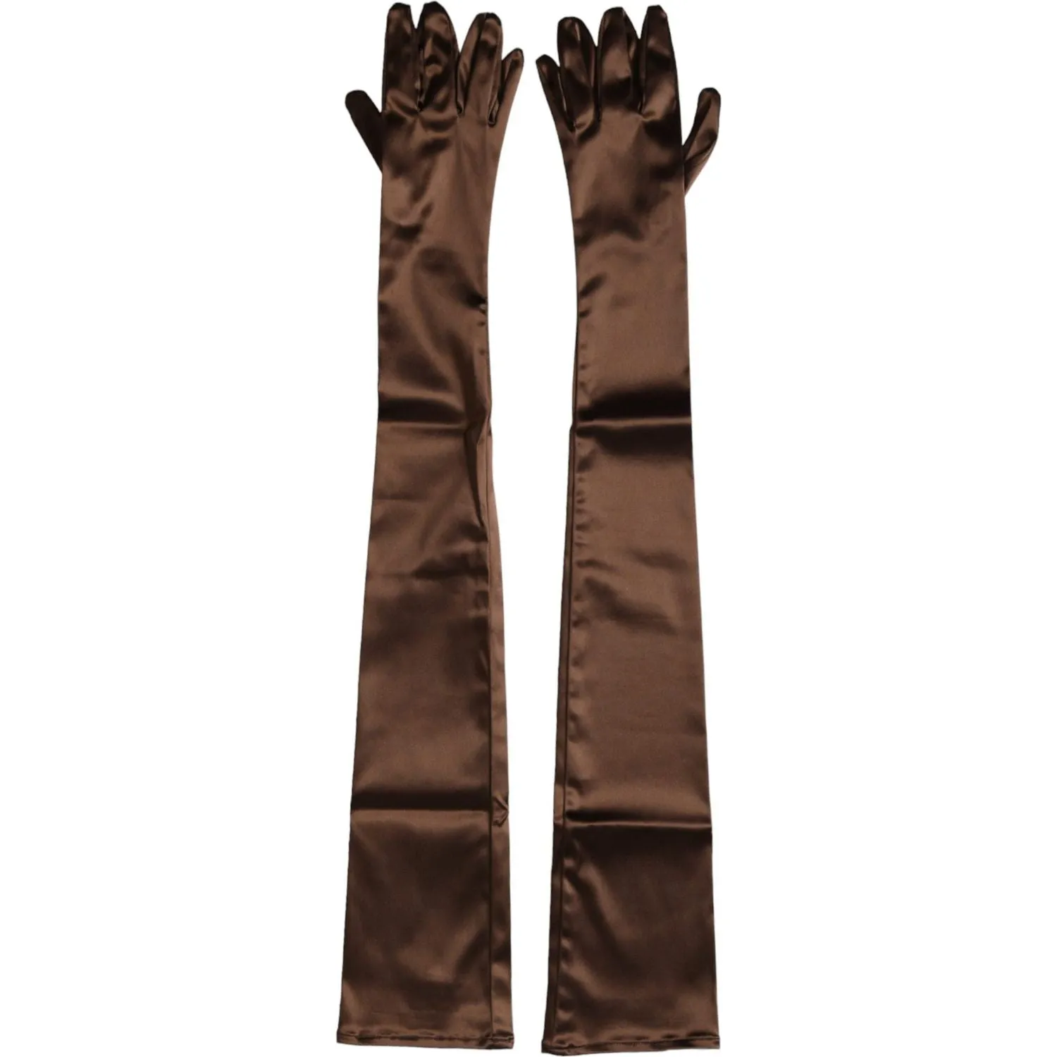 Dolce & Gabbana Brown Acetate Satin Elbow Length Gloves