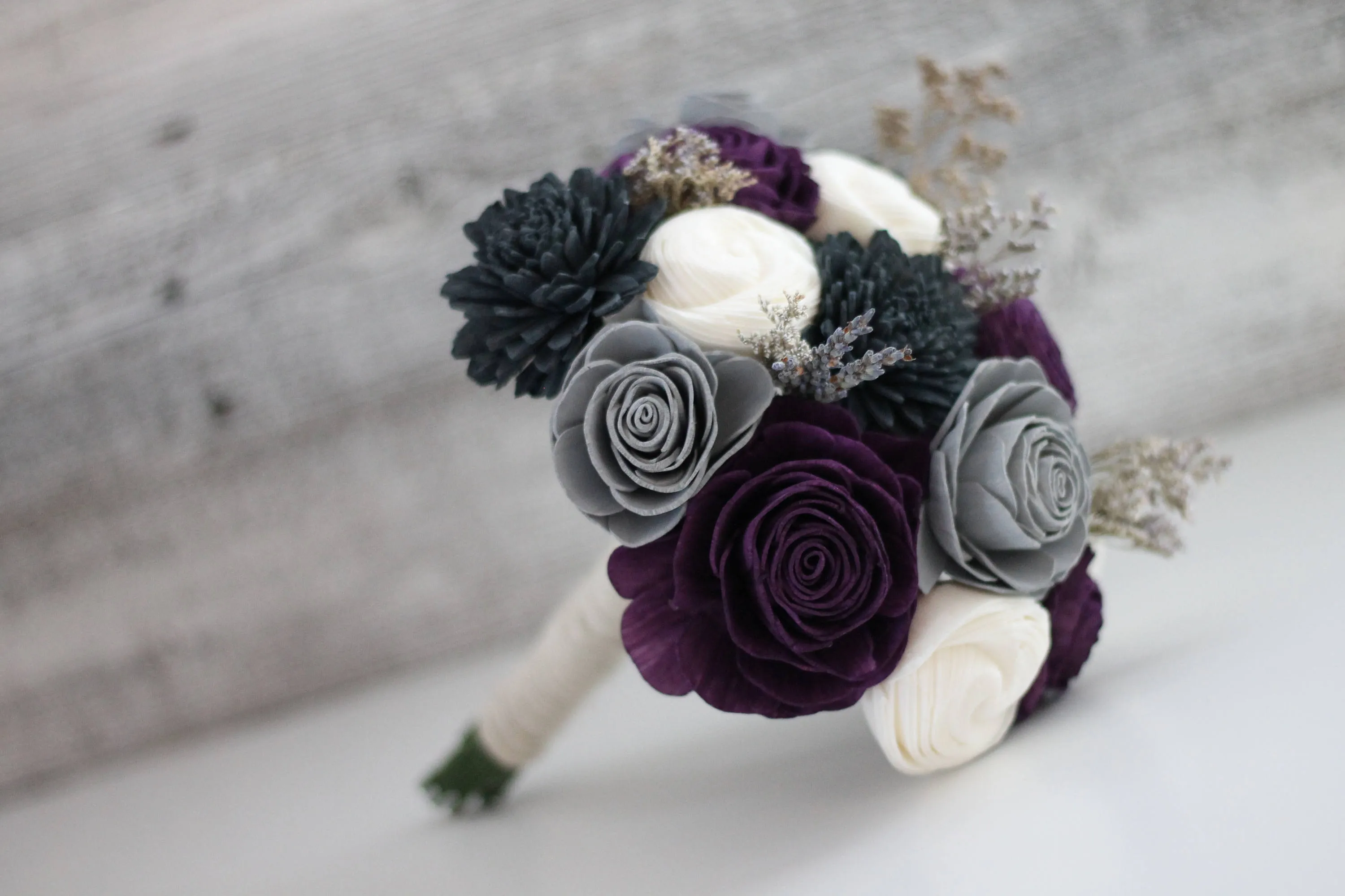 Elegant Lavender Wooden Flower Bouquet