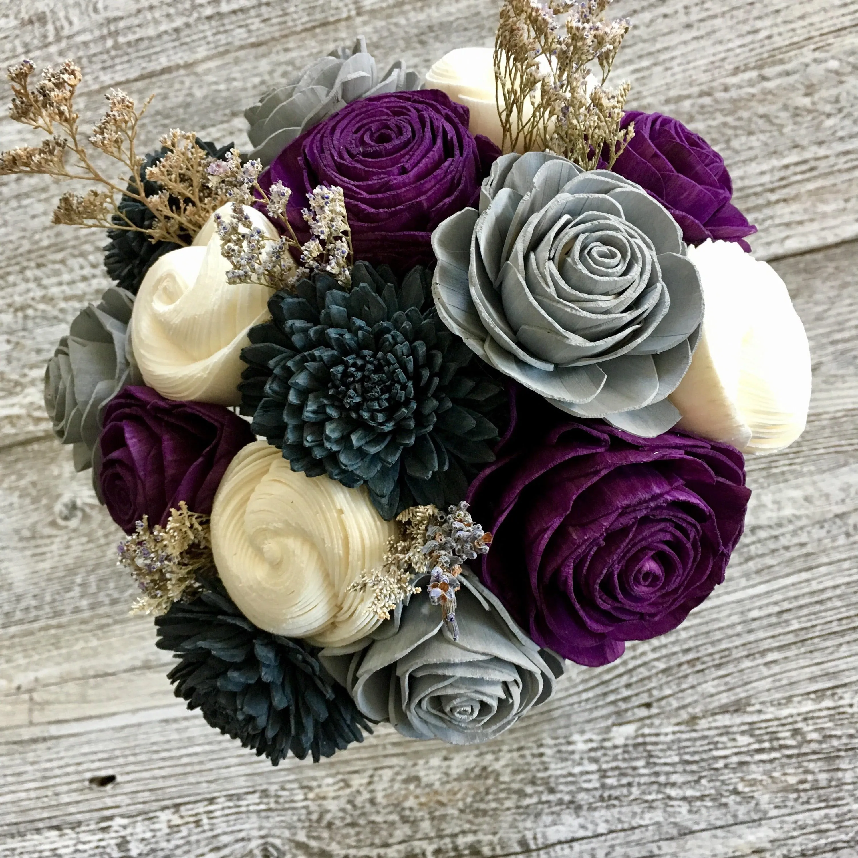 Elegant Lavender Wooden Flower Bouquet