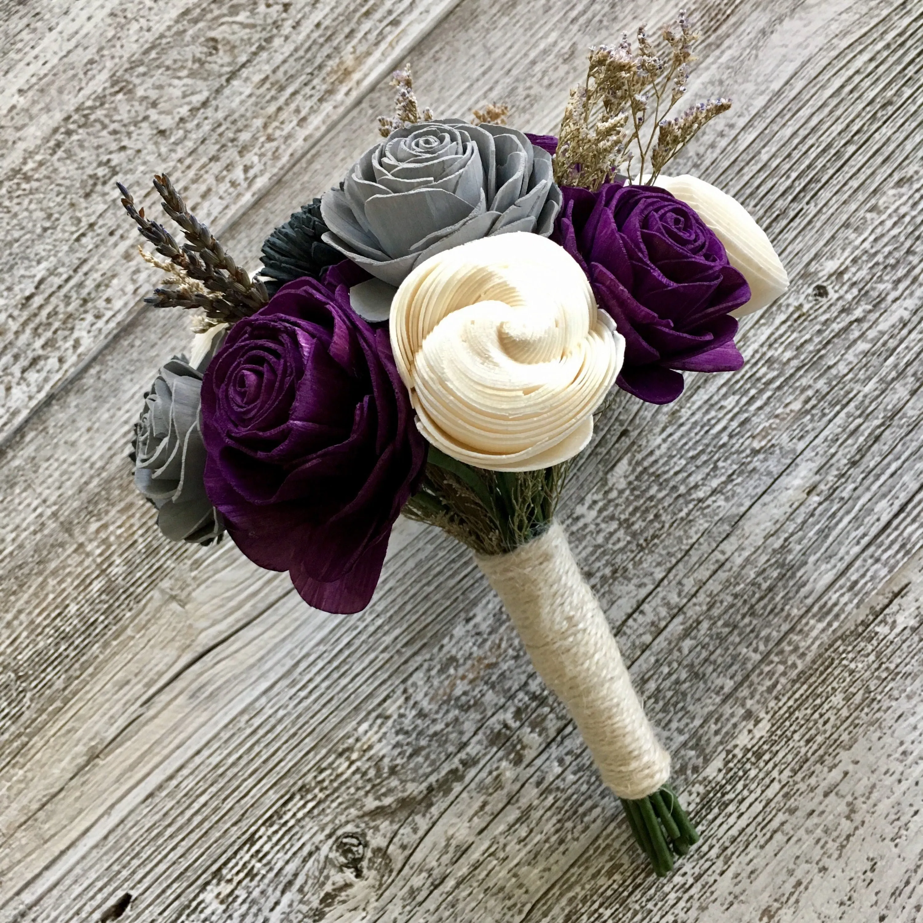 Elegant Lavender Wooden Flower Bouquet