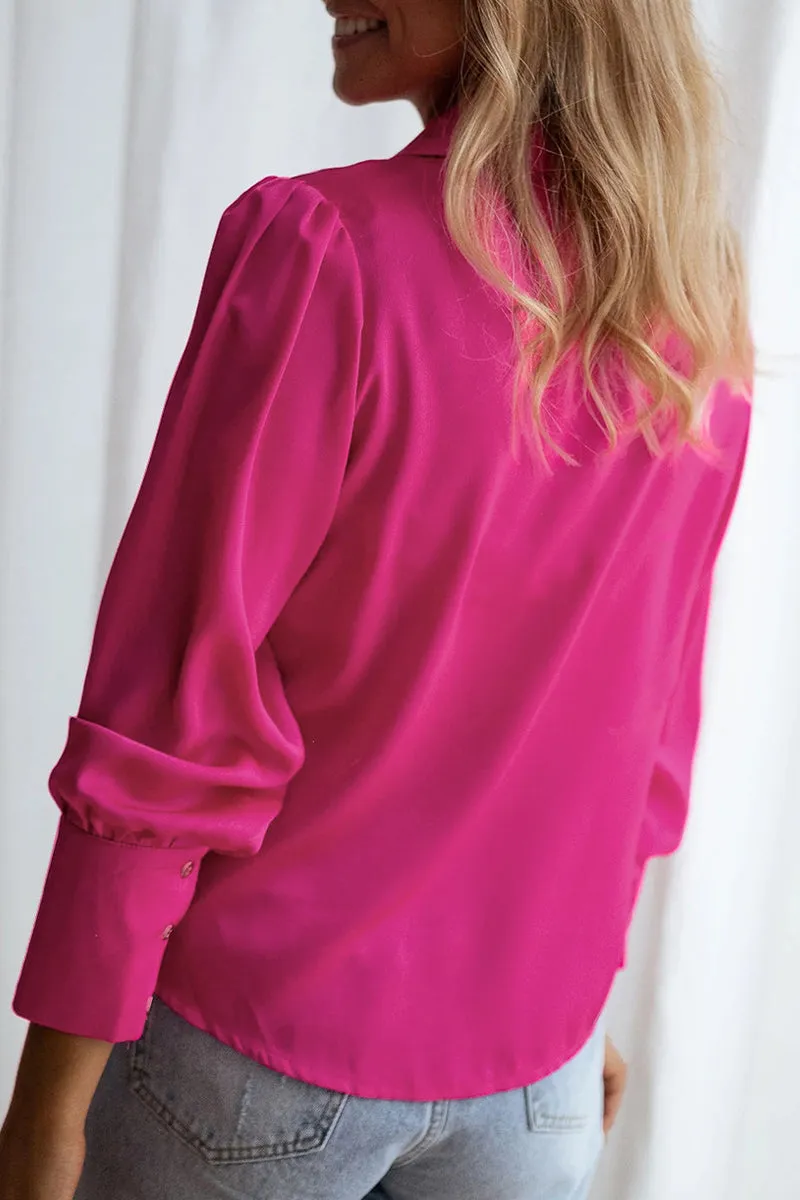 Elegant Solid Turndown Collar Tops