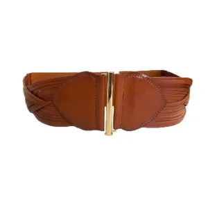 ELIZABETH - Women's Tan Genuine Leather Stretch Belt