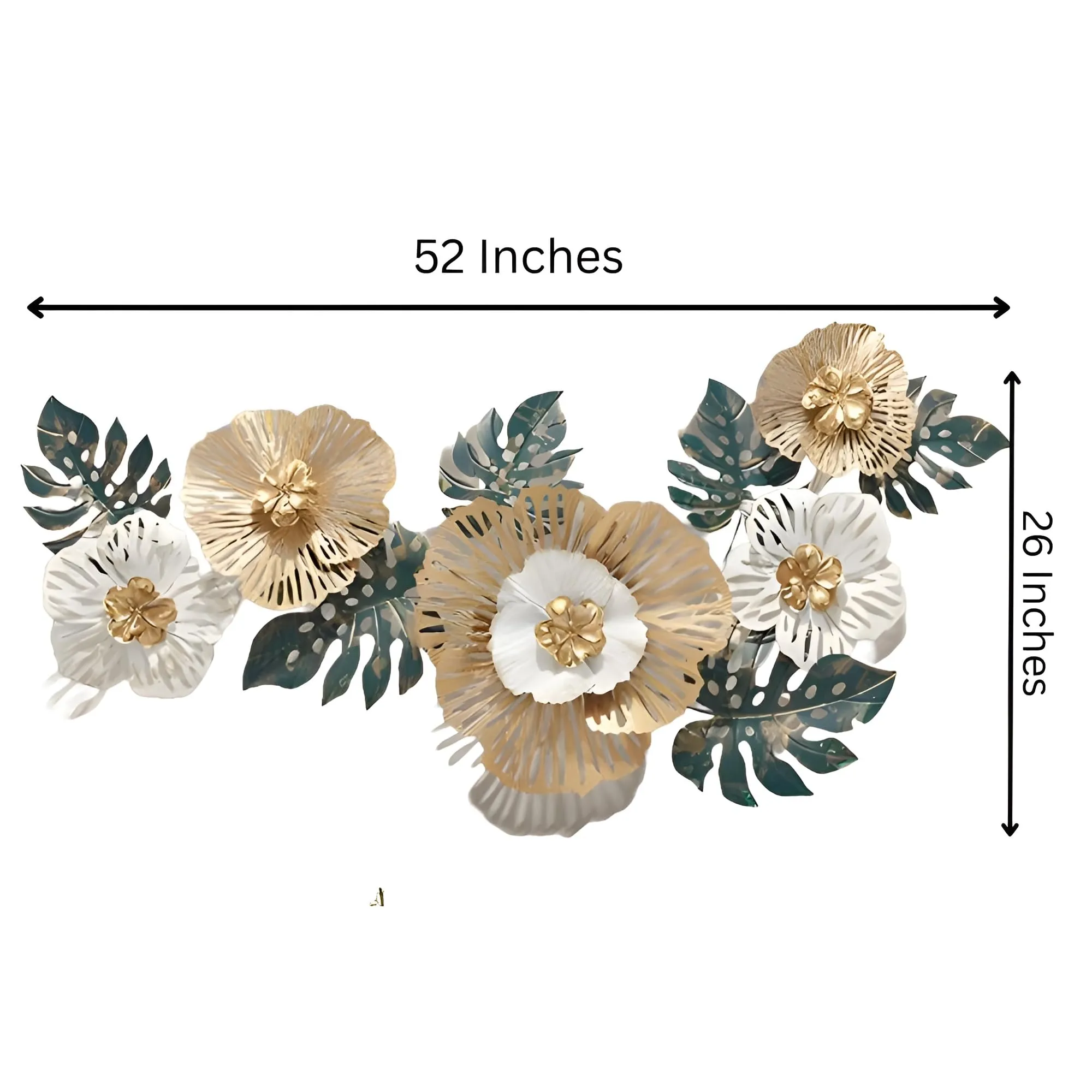 ELLEHOMES Metal Wall Art Decor | Gold Metal Wall Decor | Wall Hangings for Home Decoration Iron | Wall Art Metal for Living Room | Bedroom | Drawing room | Flower Wall Decor Metal | 44x20 INCH