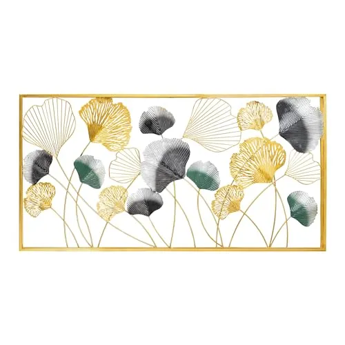 ELLEHOMES Metal Wall Art Decor | Gold Metal Wall Decor | Wall Hangings for Home Decoration Iron | Wall Art Metal for Living Room | Bedroom | Drawing room | Metal Frame Wall Decor | 40x20 INCH