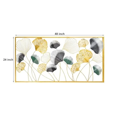 ELLEHOMES Metal Wall Art Decor | Gold Metal Wall Decor | Wall Hangings for Home Decoration Iron | Wall Art Metal for Living Room | Bedroom | Drawing room | Metal Frame Wall Decor | 40x20 INCH