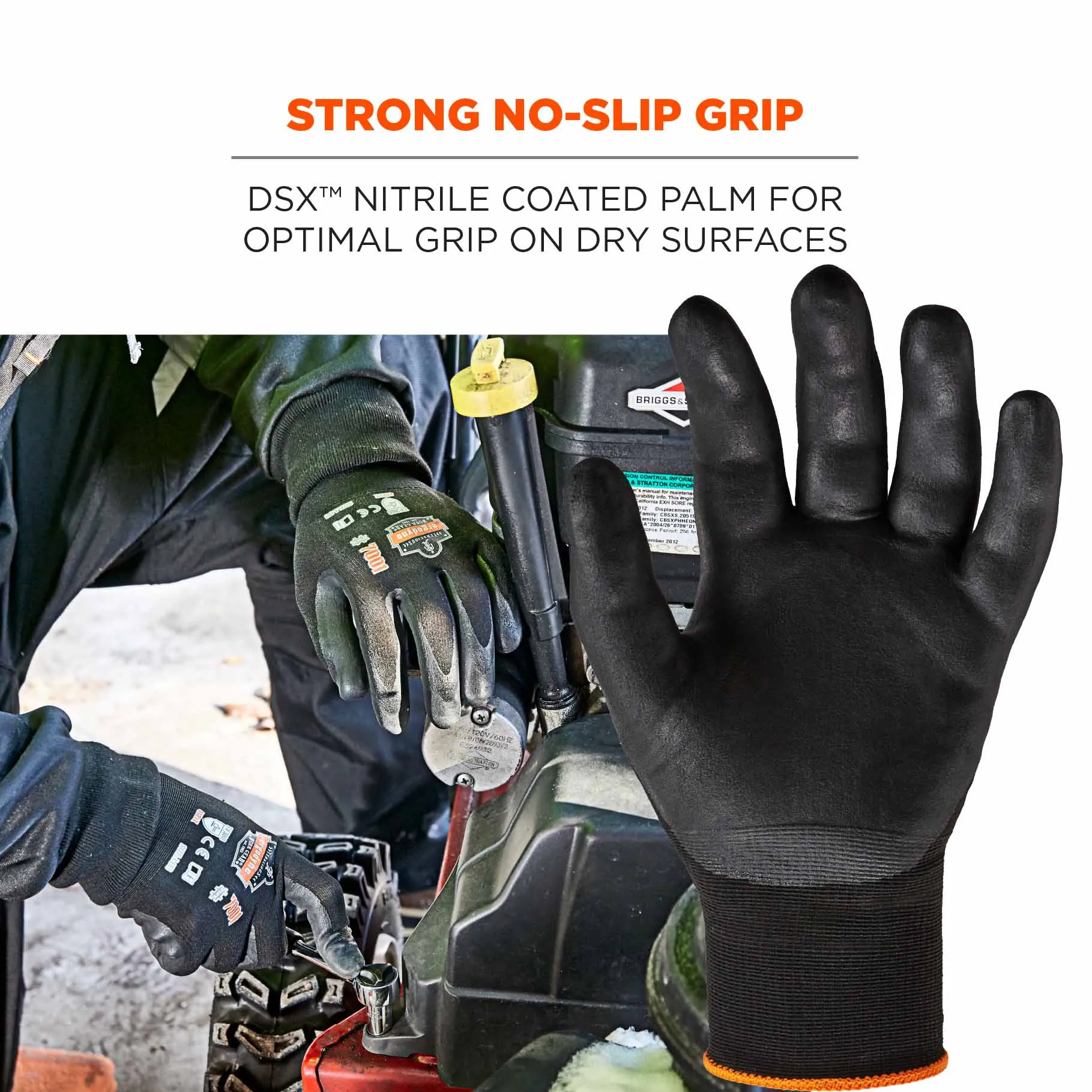 Ergodyne 17852 7001-CASE S Black Nitrile-Coated Gloves - DSX 144-Pair