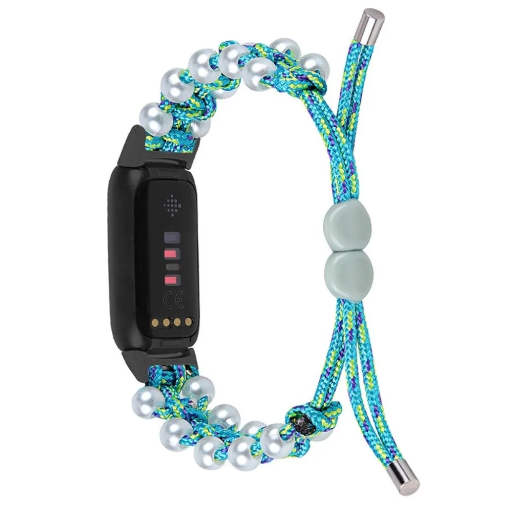 Fitbit Luxe stylish bead themed nylon watch strap - Blue