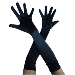 Gloves - Long Satin Black - Carnival