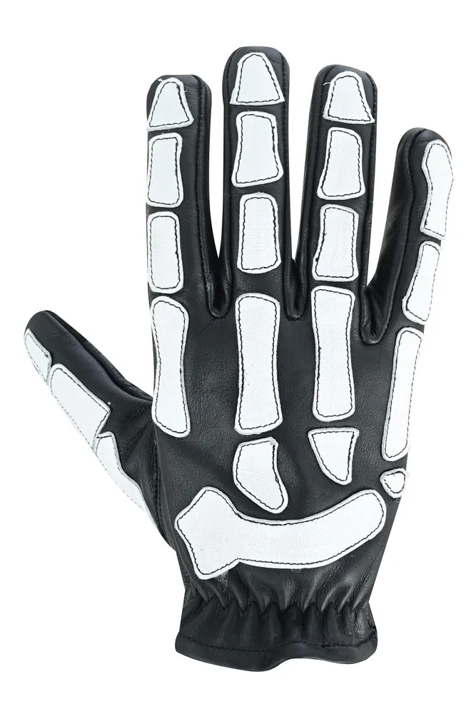 Glow Bones Black and White Leather Skeleton Glove