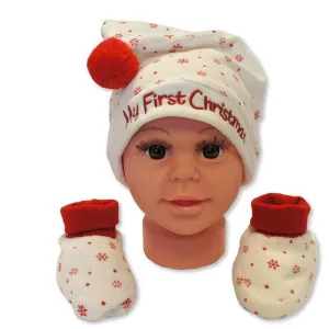 Hat and Bootie Set 'My First Christimas'