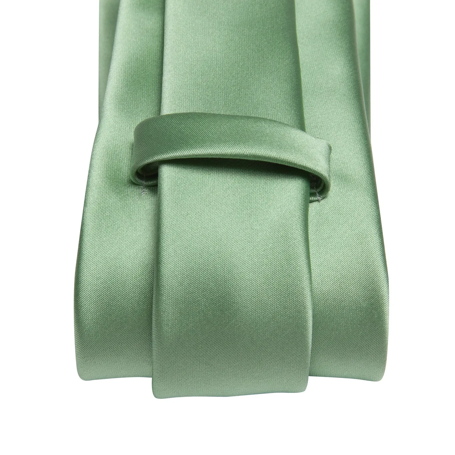 Hi-Tie Light Green Satin Necktie Solid 67 Inches Extra Long Tie Set